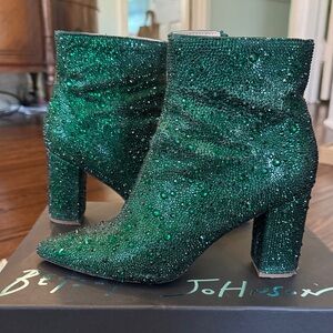 Betsey Johnson “Cady” Emerald Boots, Size 6.5